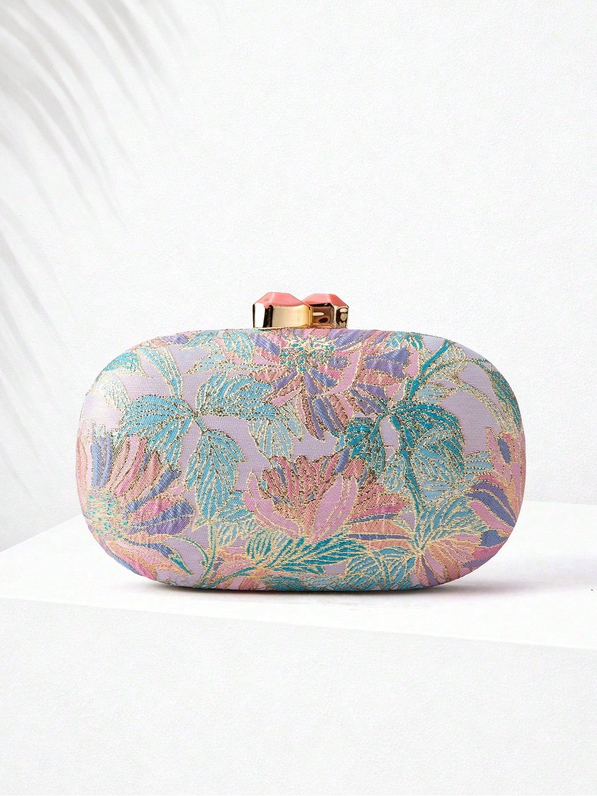 Floral Jacquard Clutch – Blush Jardin – Delilah Shop