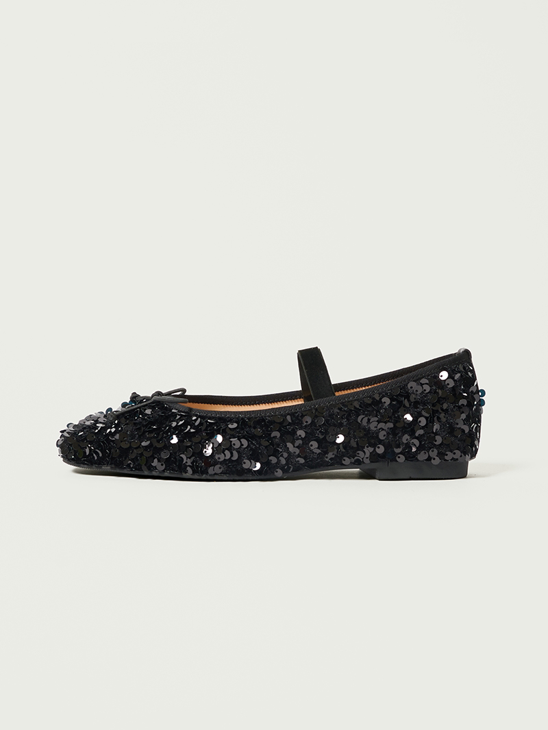 Sequin Ballet Flats — One-Strap Mary Jane With Bow