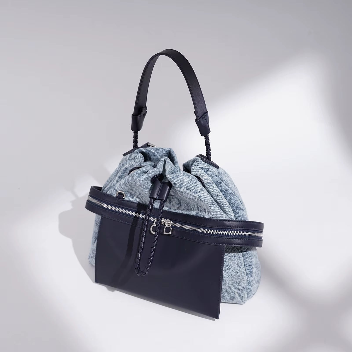 MAREN DENIM LEATHER TOTE