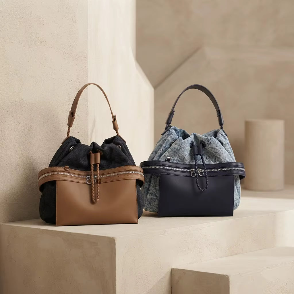 MAREN DENIM LEATHER TOTE