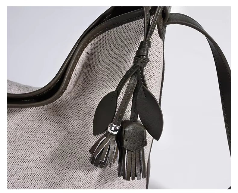 AMARA CANVAS LEATHER CROSS-BODY BAG