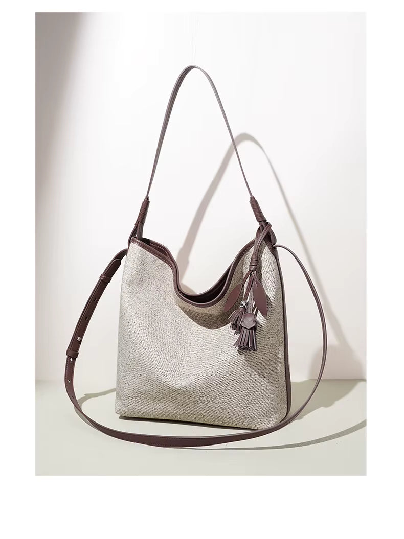 AMARA CANVAS LEATHER CROSS-BODY BAG