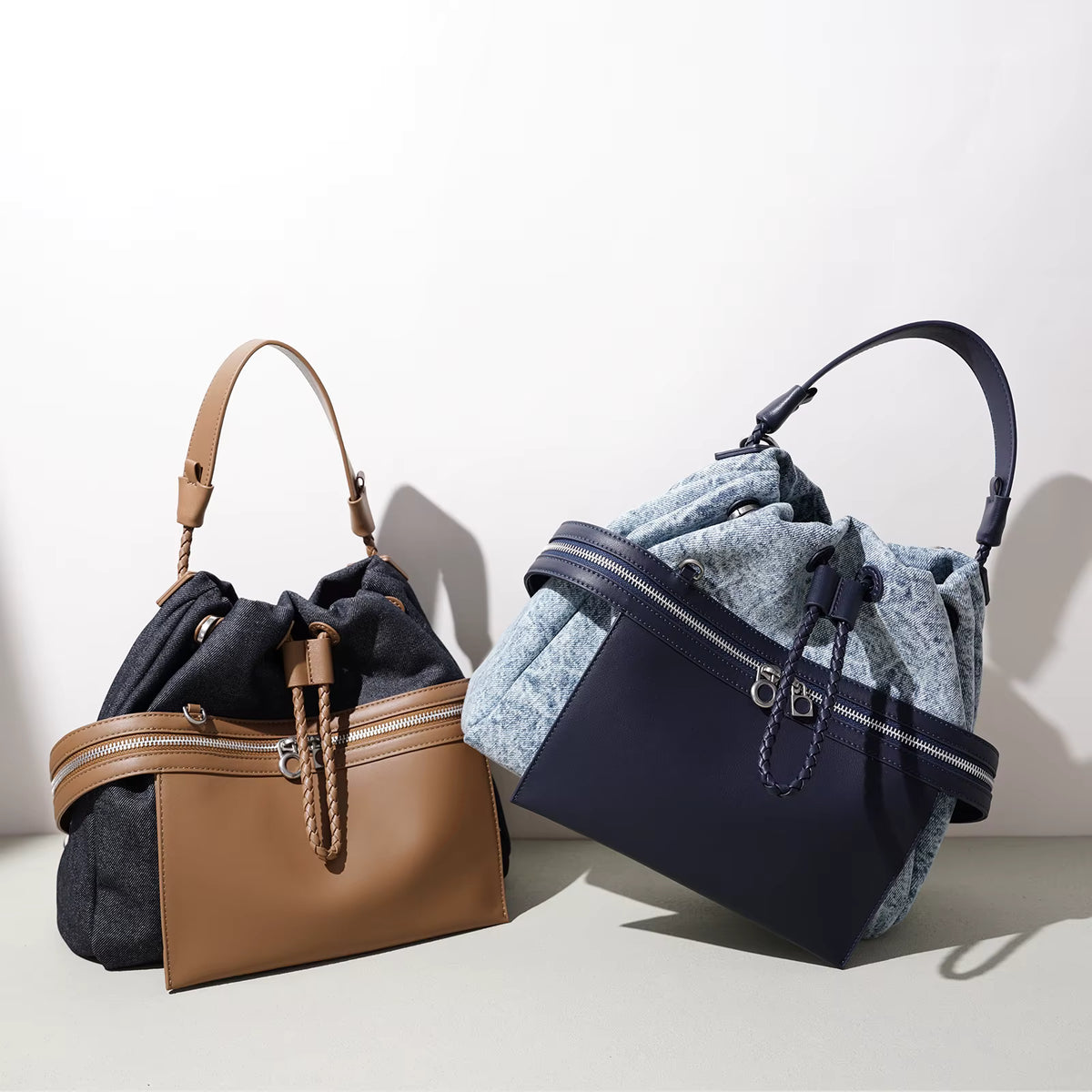 MAREN DENIM LEATHER TOTE