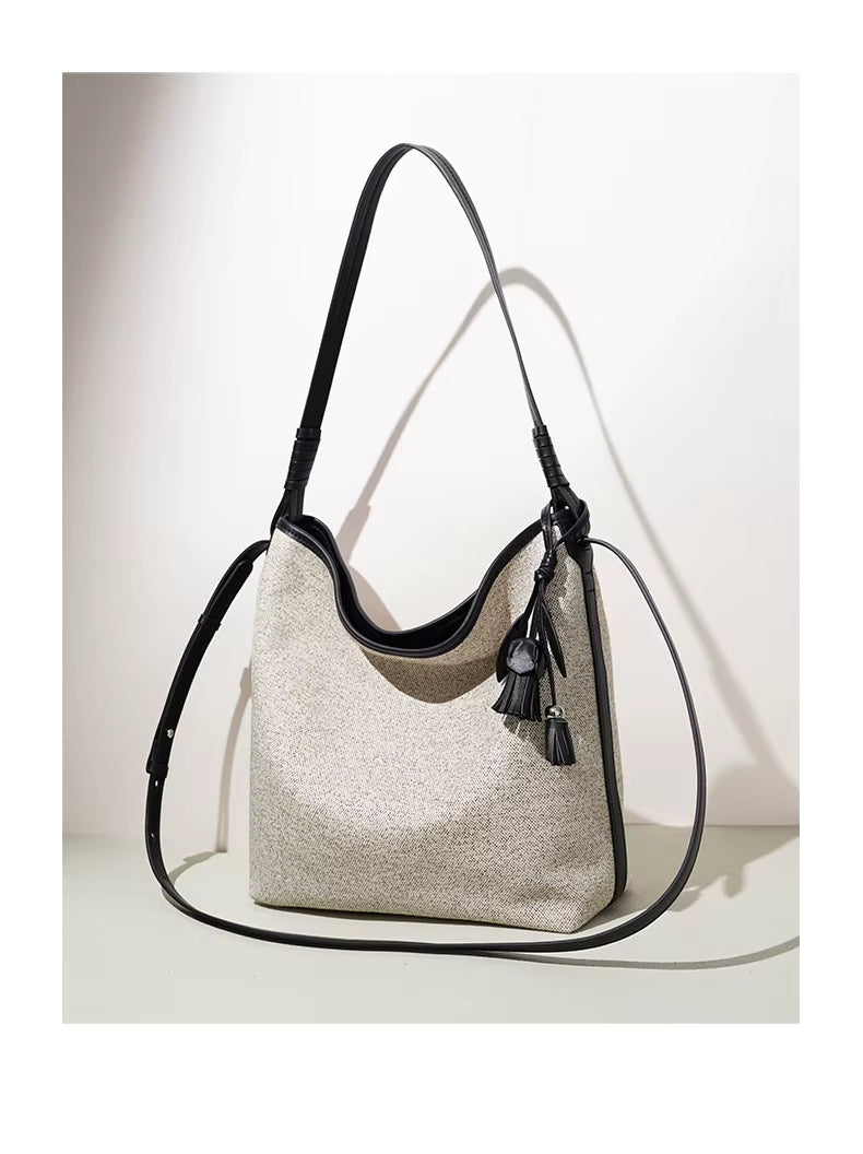 AMARA CANVAS LEATHER CROSS-BODY BAG