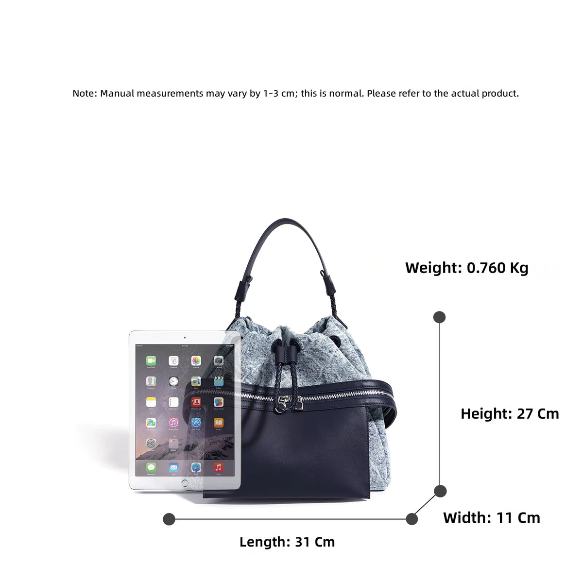 MAREN DENIM LEATHER TOTE