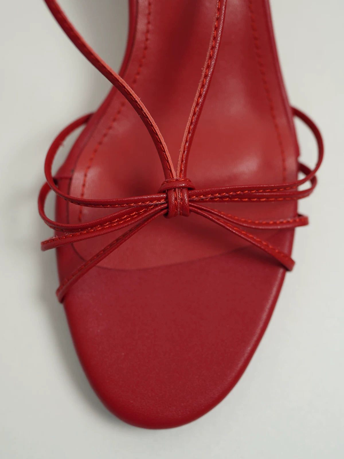 French Kitty-Chic Toe-Loop Sandals, Genuine Leather, Block Heel