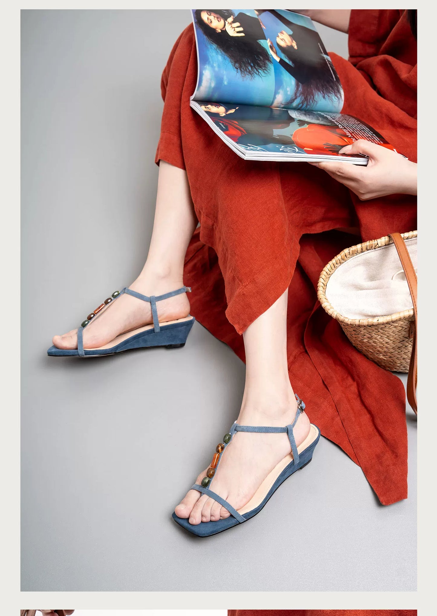 Capri Rainbow Cuff Suede Beaded Handcrafted Sandals for Women