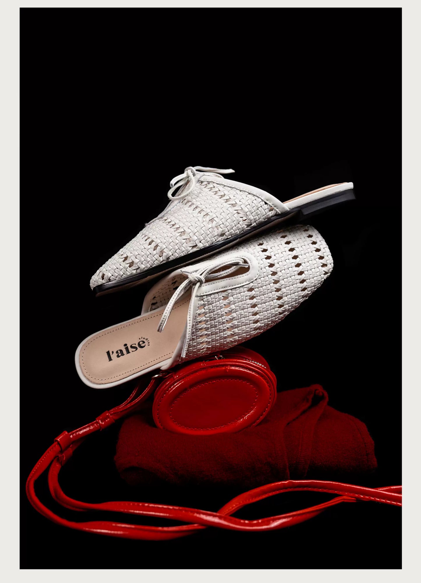 Vintage Knit Slip-On Mules — Flat Peep Toe Casual Shoes for Women