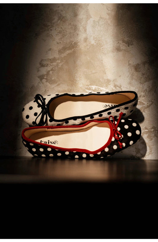 Polka Dot Ballet Flats, French Vintage Flat Dress Shoes for Women