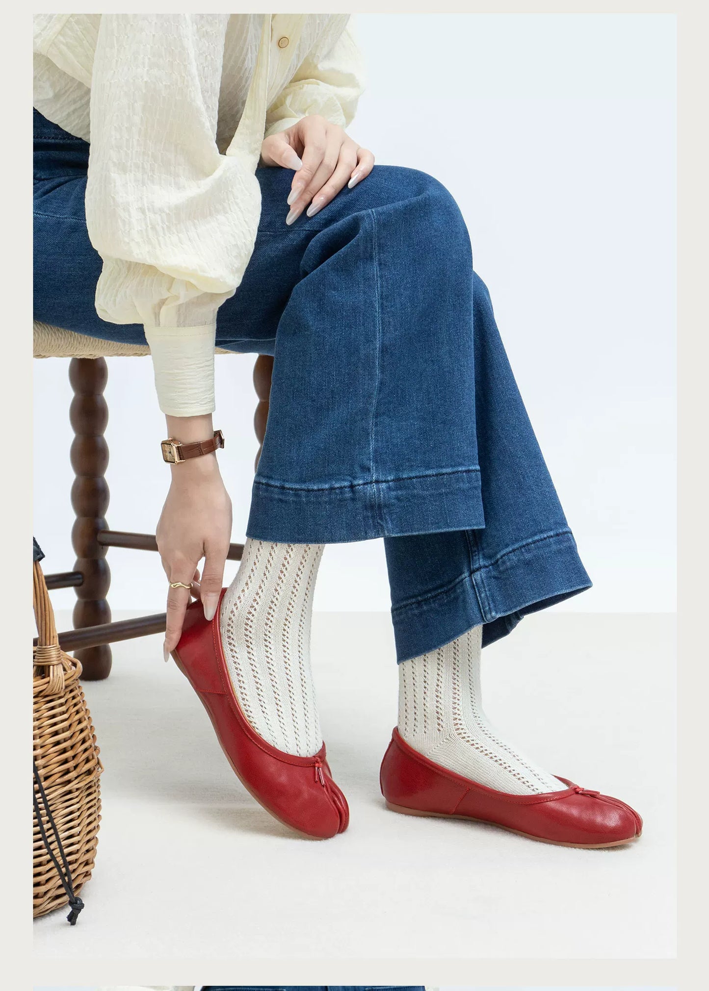 Classic Vintage Genuine Leather Split Toe Loafer Flats, Women’s Slip-On