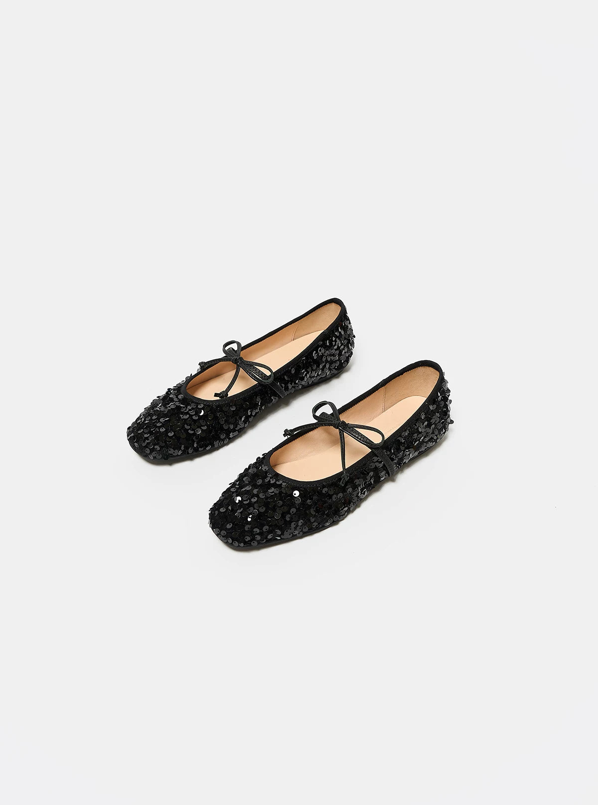 Sequin Ballet Flats — One-Strap Mary Jane With Bow