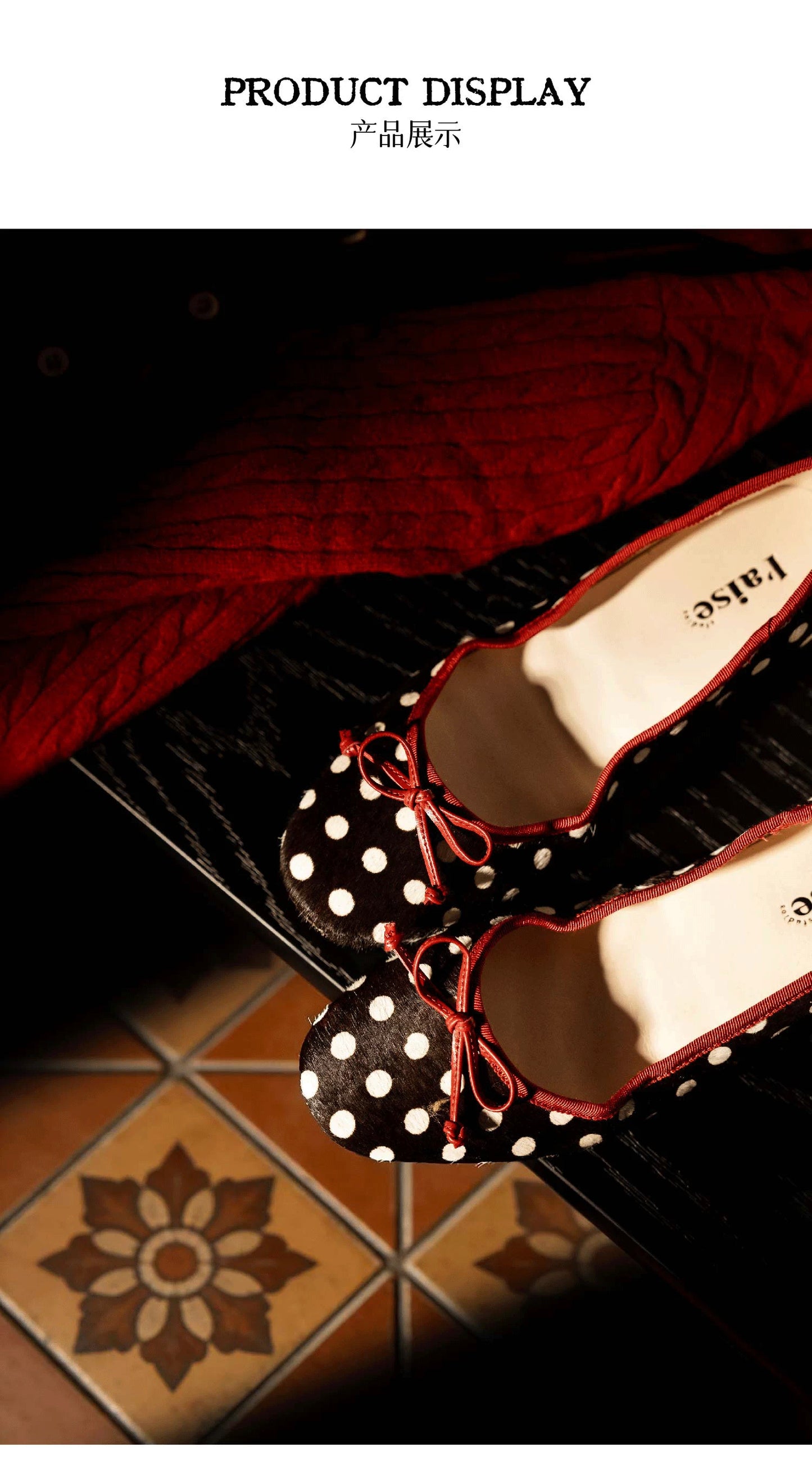Polka Dot Ballet Flats, French Vintage Flat Dress Shoes for Women