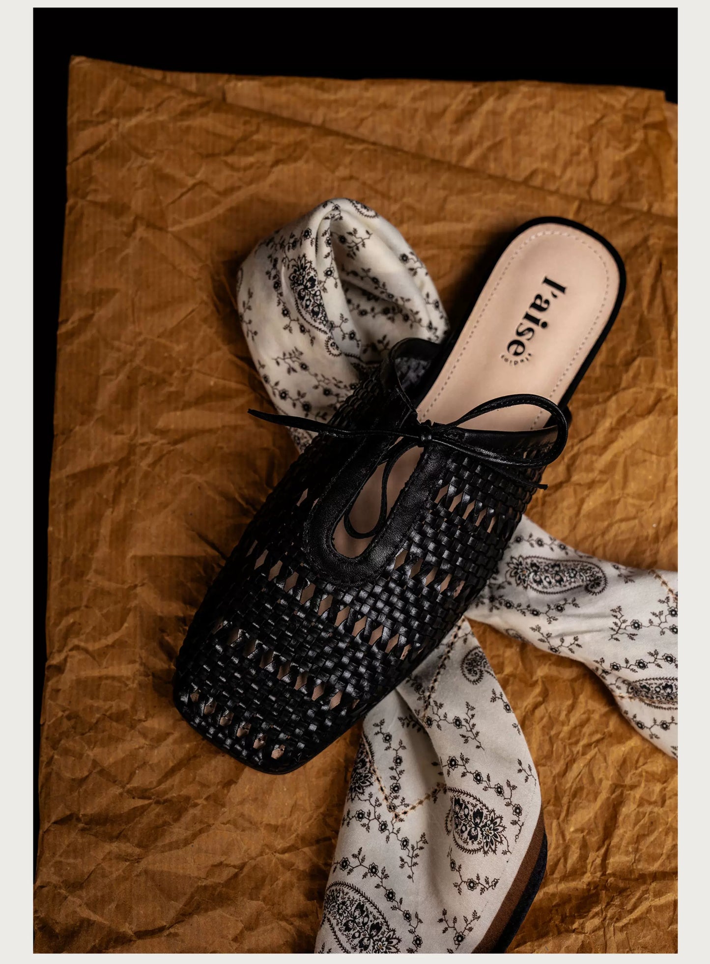 Vintage Knit Slip-On Mules — Flat Peep Toe Casual Shoes for Women