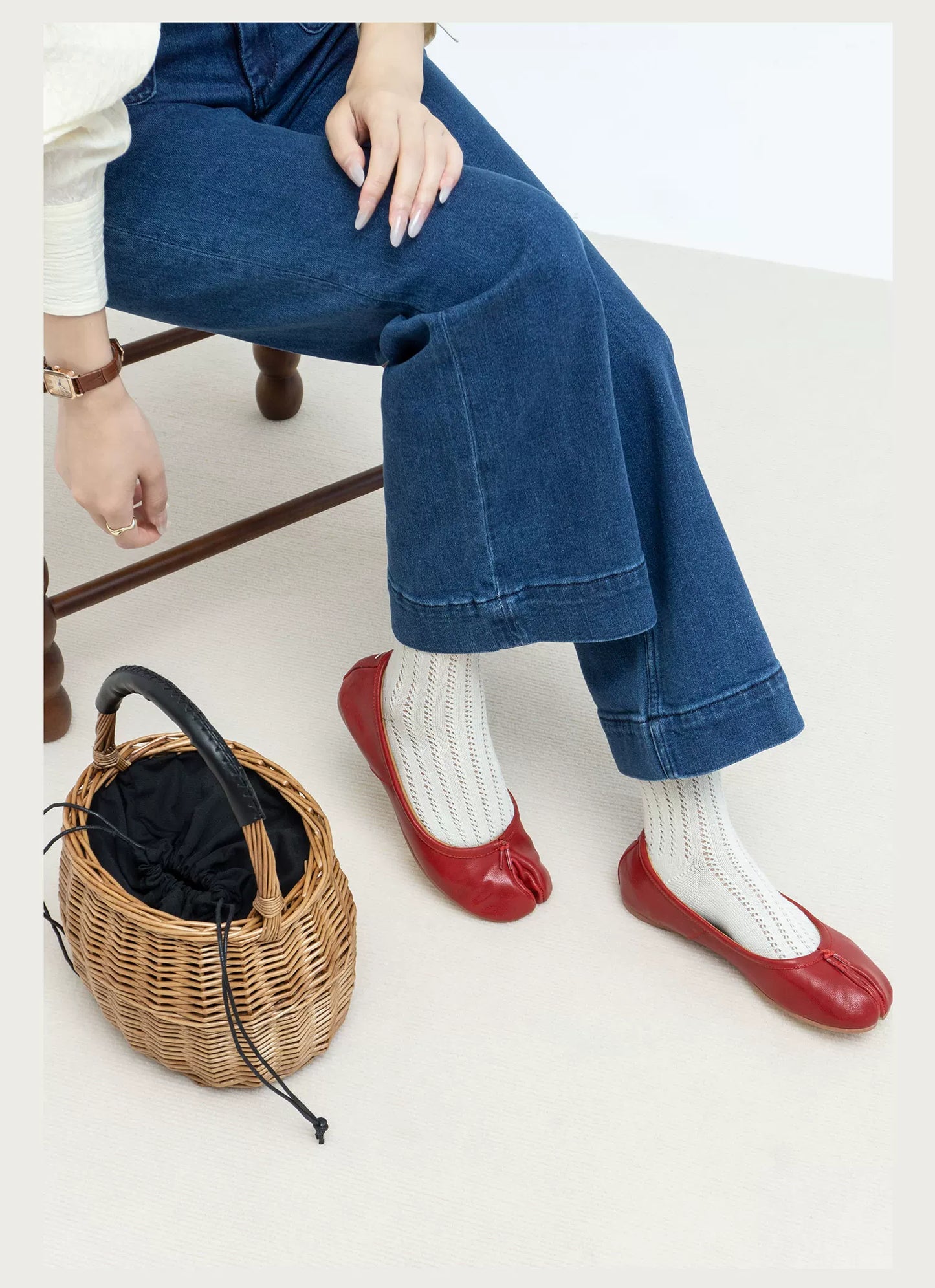 Classic Vintage Genuine Leather Split Toe Loafer Flats, Women’s Slip-On