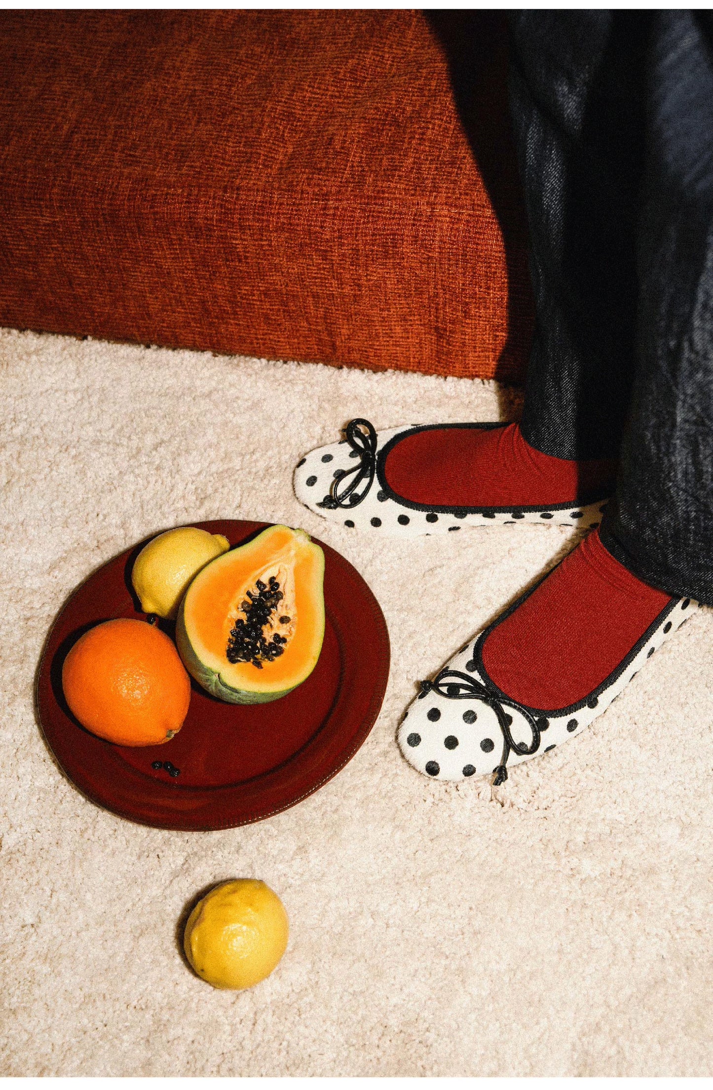 Polka Dot Ballet Flats, French Vintage Flat Dress Shoes for Women