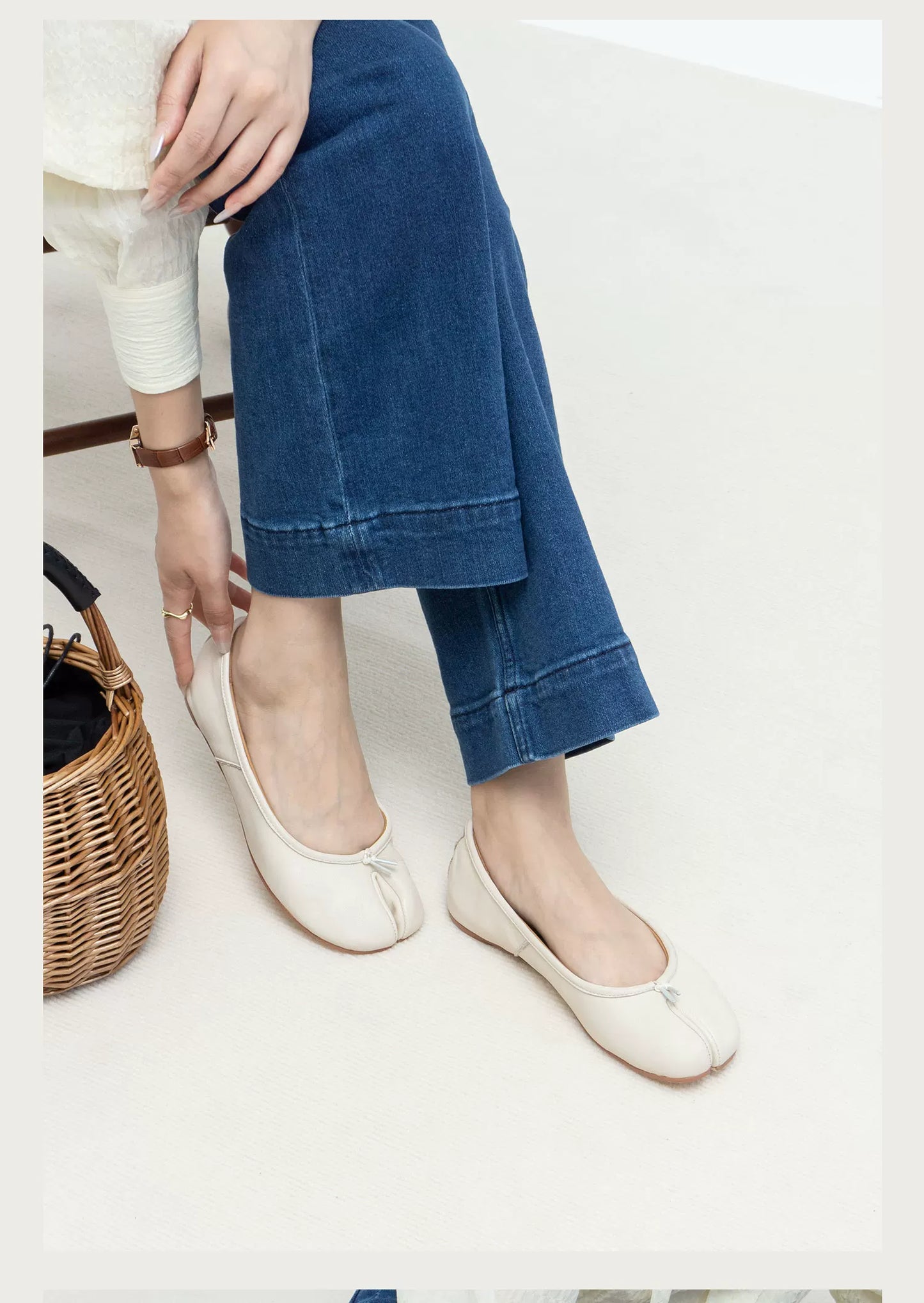 Classic Vintage Genuine Leather Split Toe Loafer Flats, Women’s Slip-On