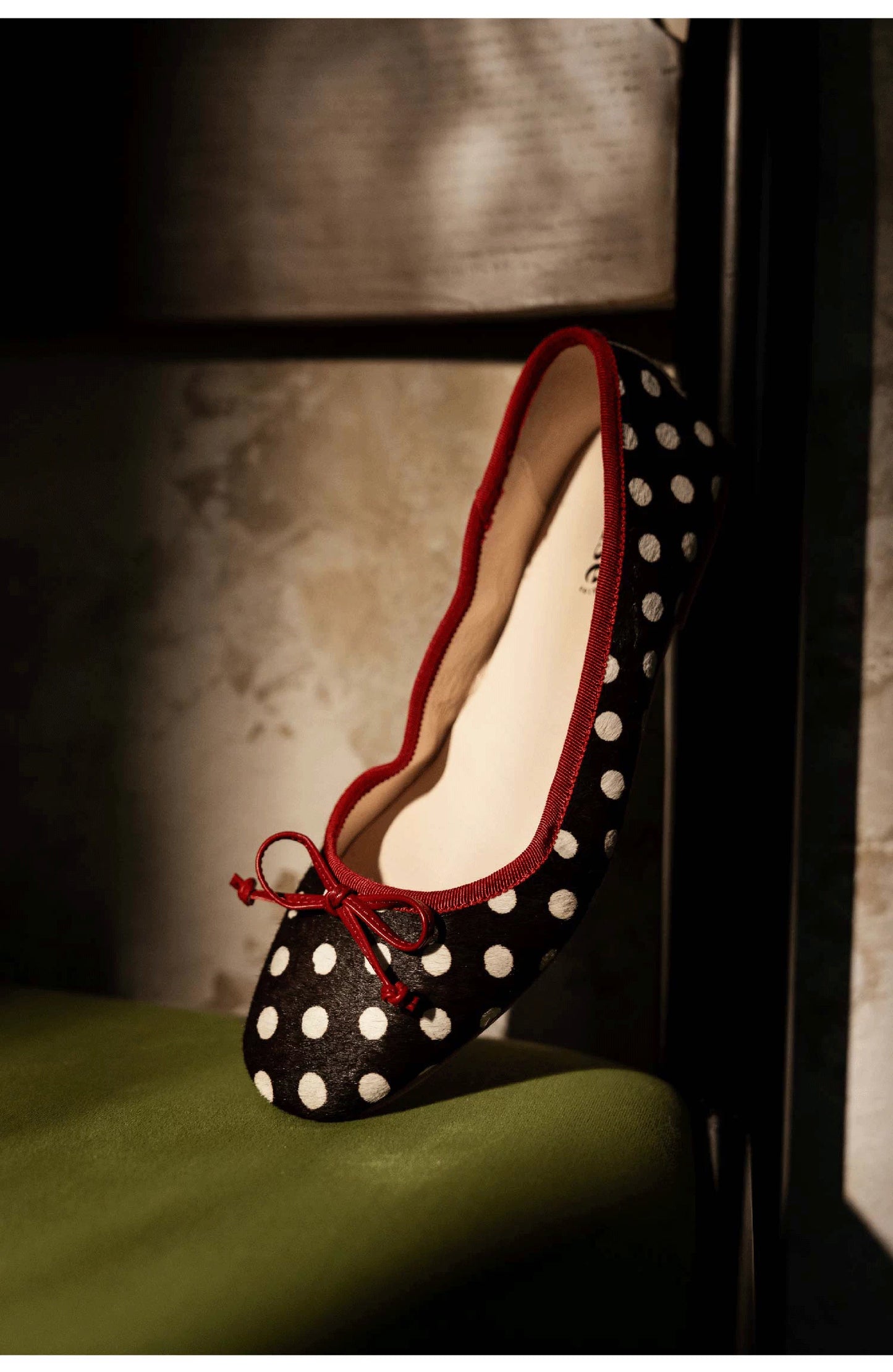 Polka Dot Ballet Flats, French Vintage Flat Dress Shoes for Women