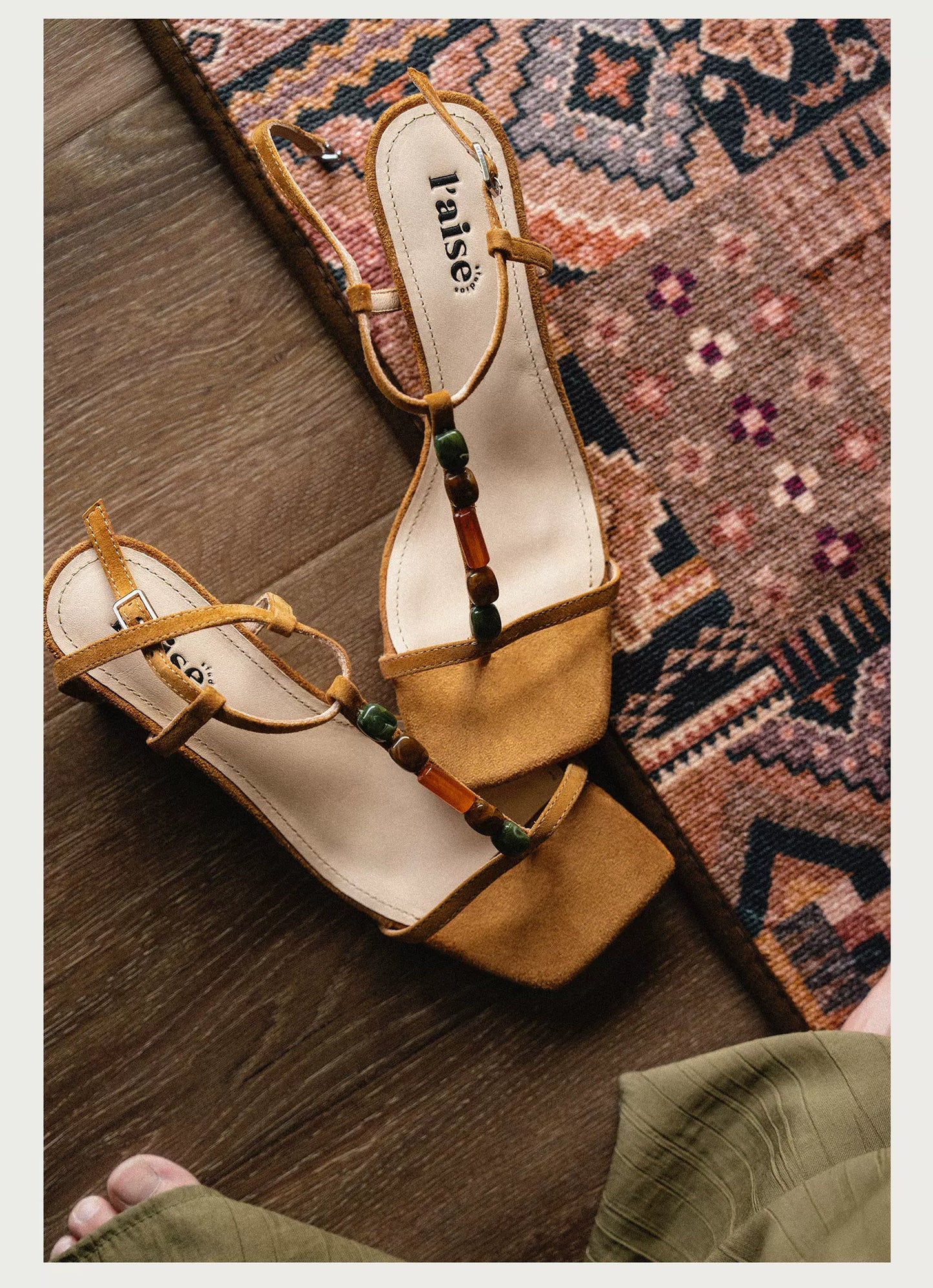 Capri Rainbow Cuff Suede Beaded Handcrafted Sandals for Women