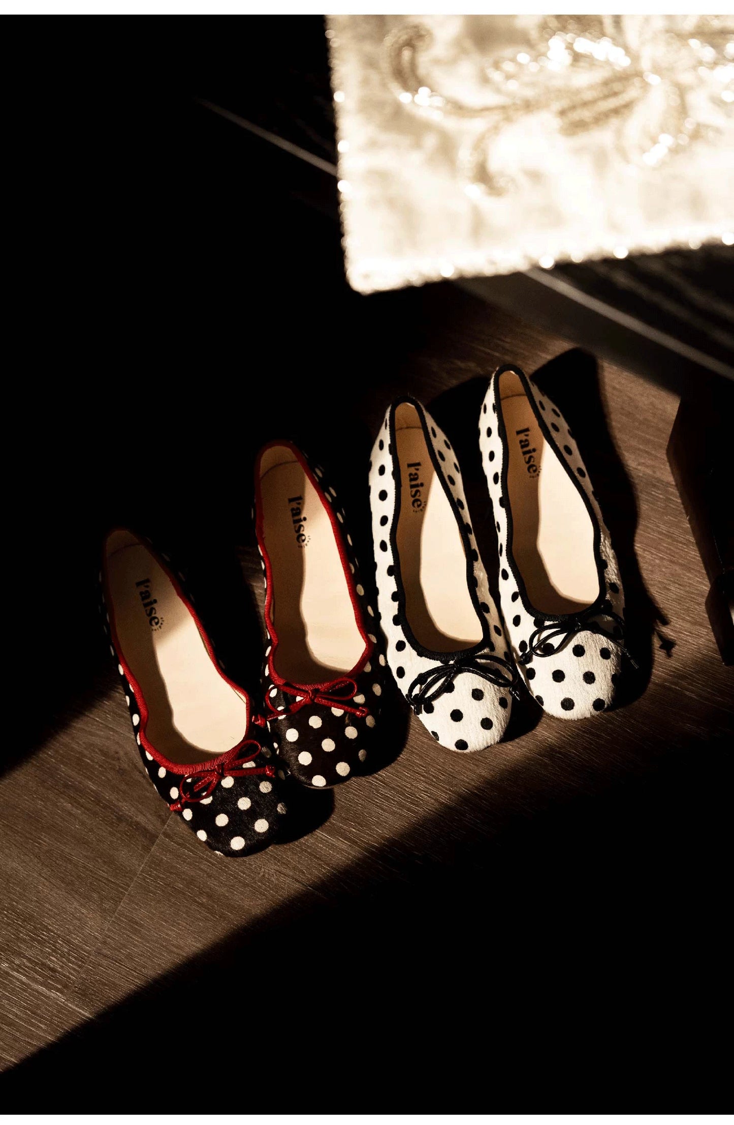 Polka Dot Ballet Flats, French Vintage Flat Dress Shoes for Women