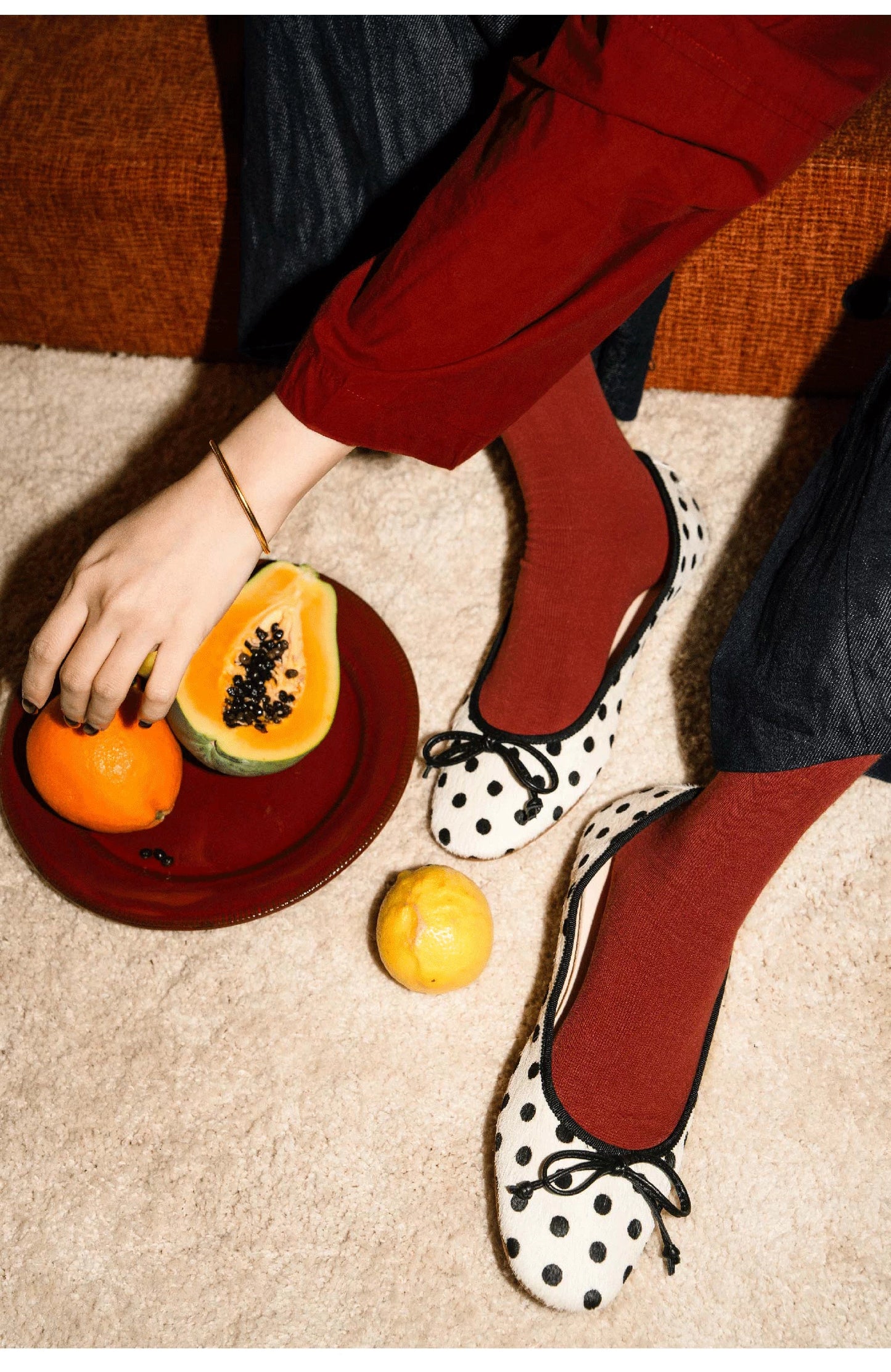 Polka Dot Ballet Flats, French Vintage Flat Dress Shoes for Women
