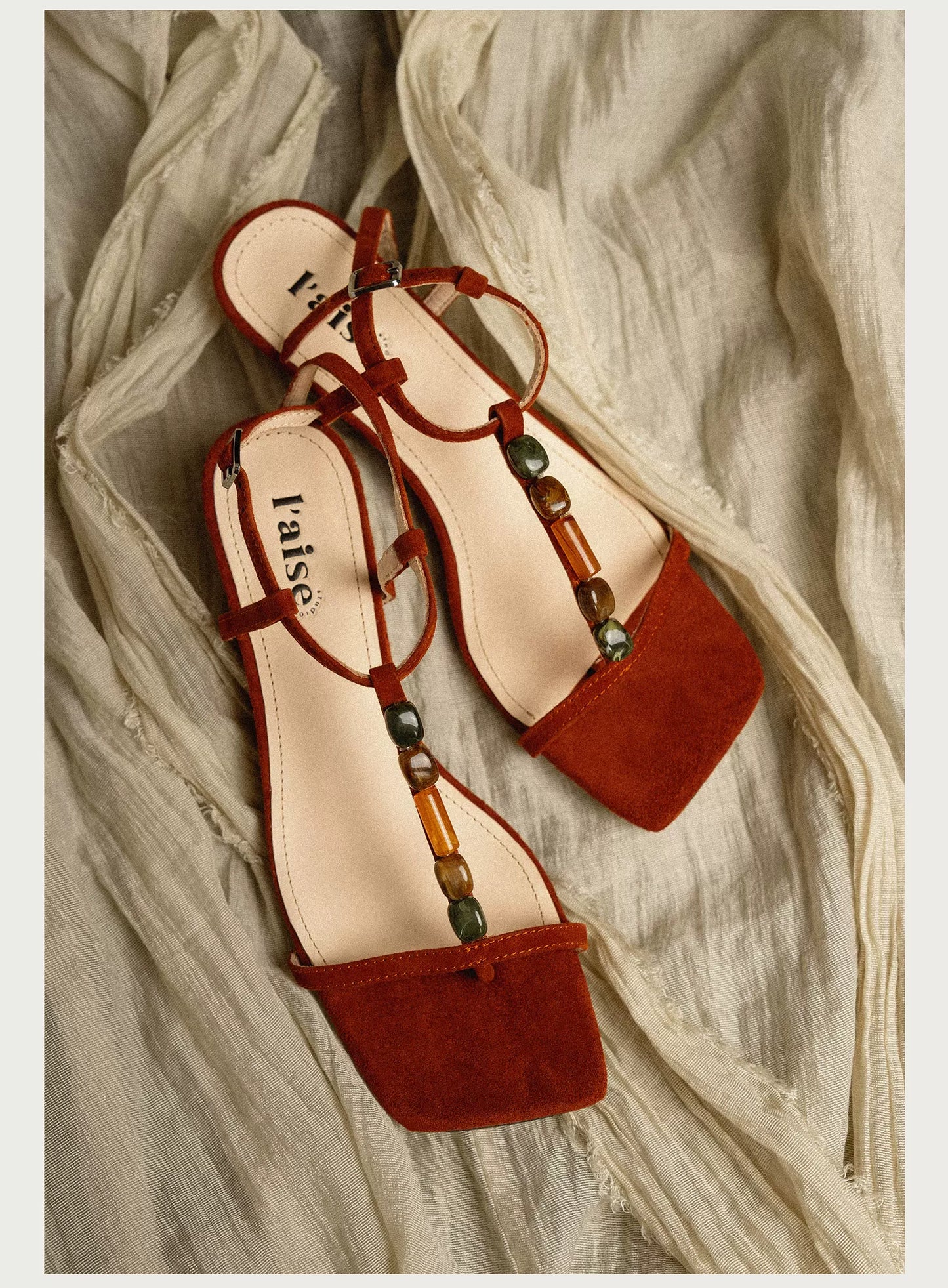 Capri Rainbow Cuff Suede Beaded Handcrafted Sandals for Women