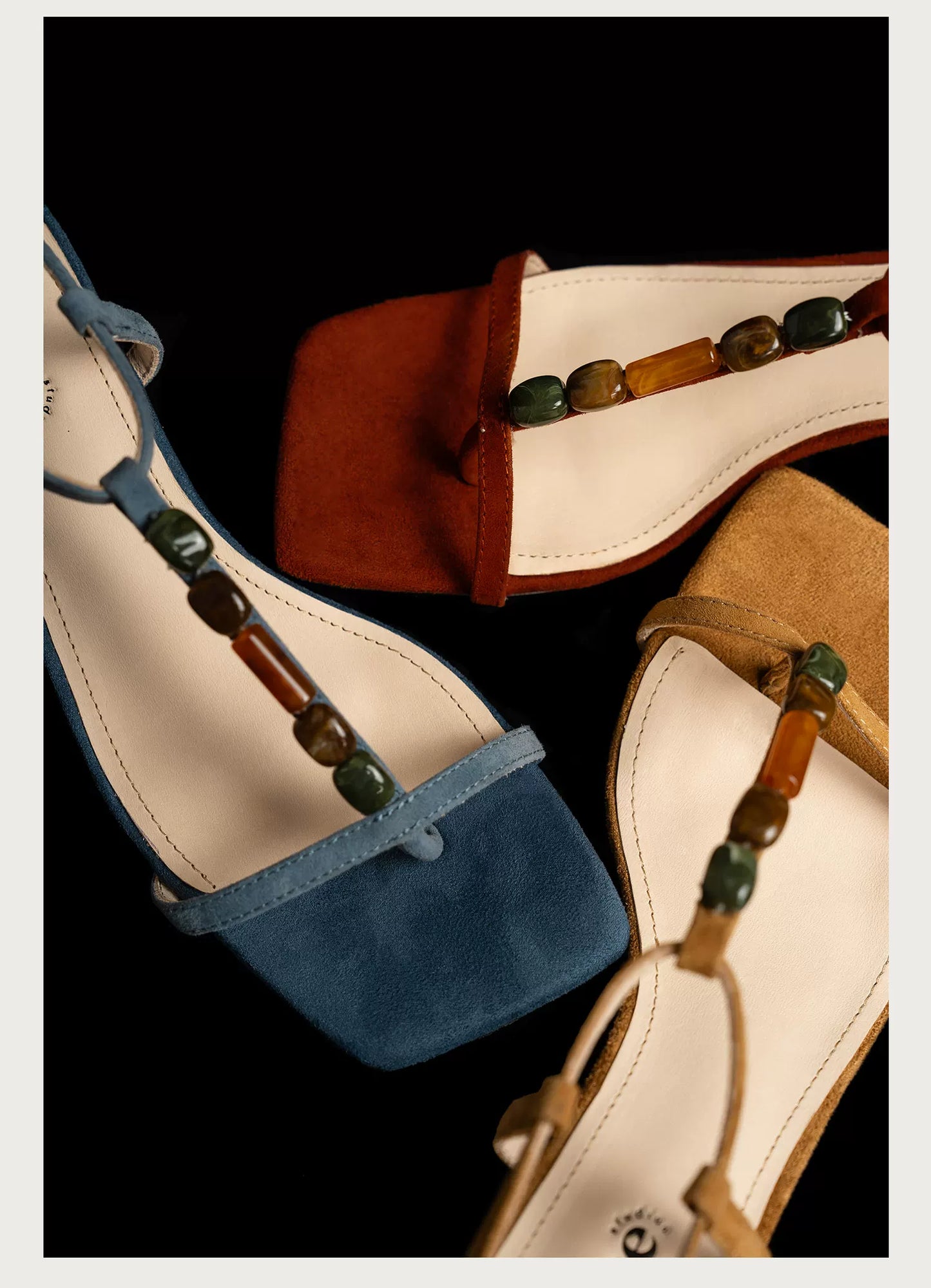 Capri Rainbow Cuff Suede Beaded Handcrafted Sandals for Women