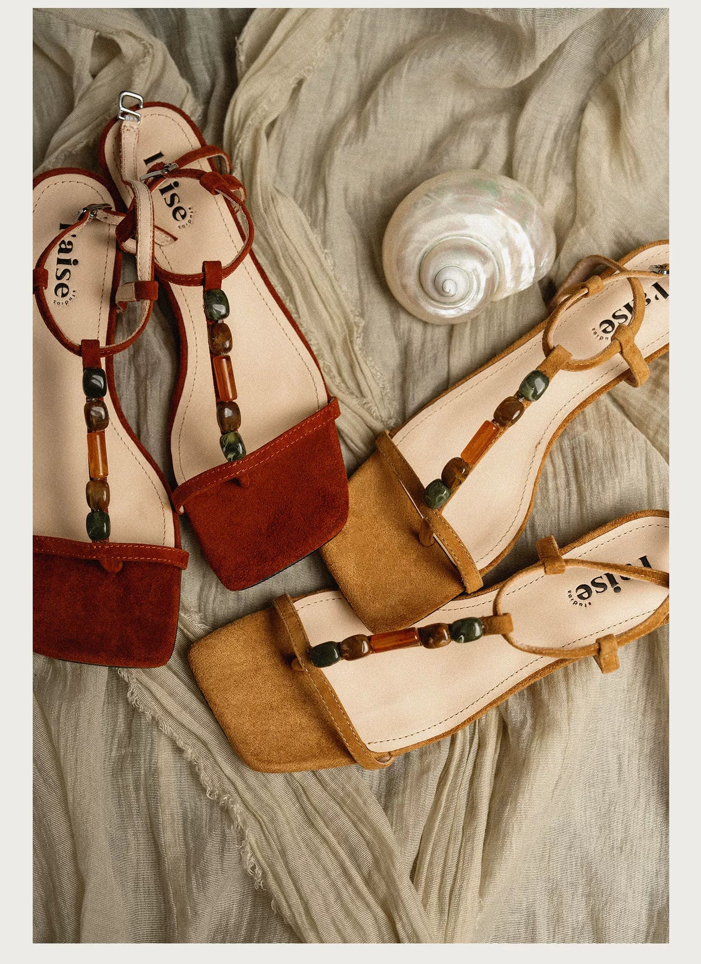 Capri Rainbow Cuff Suede Beaded Handcrafted Sandals for Women