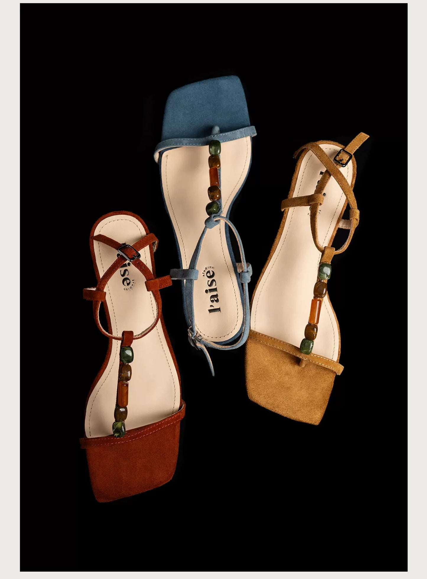 Capri Rainbow Cuff Suede Beaded Handcrafted Sandals for Women