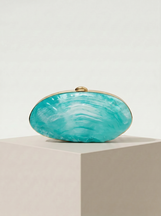 Aqua Marble Acrylic Clutch Bag